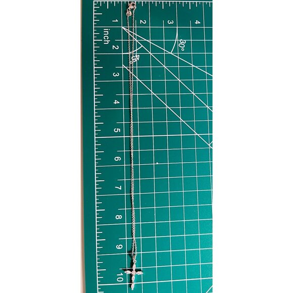 Sterling Silver Cross Pendant Necklace 18" With Cubic Zirconia Stones - Picture 5 of 5